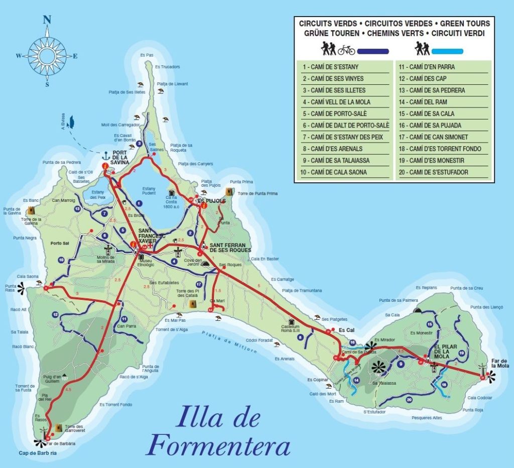 Mapa de la isla de Formentera - España